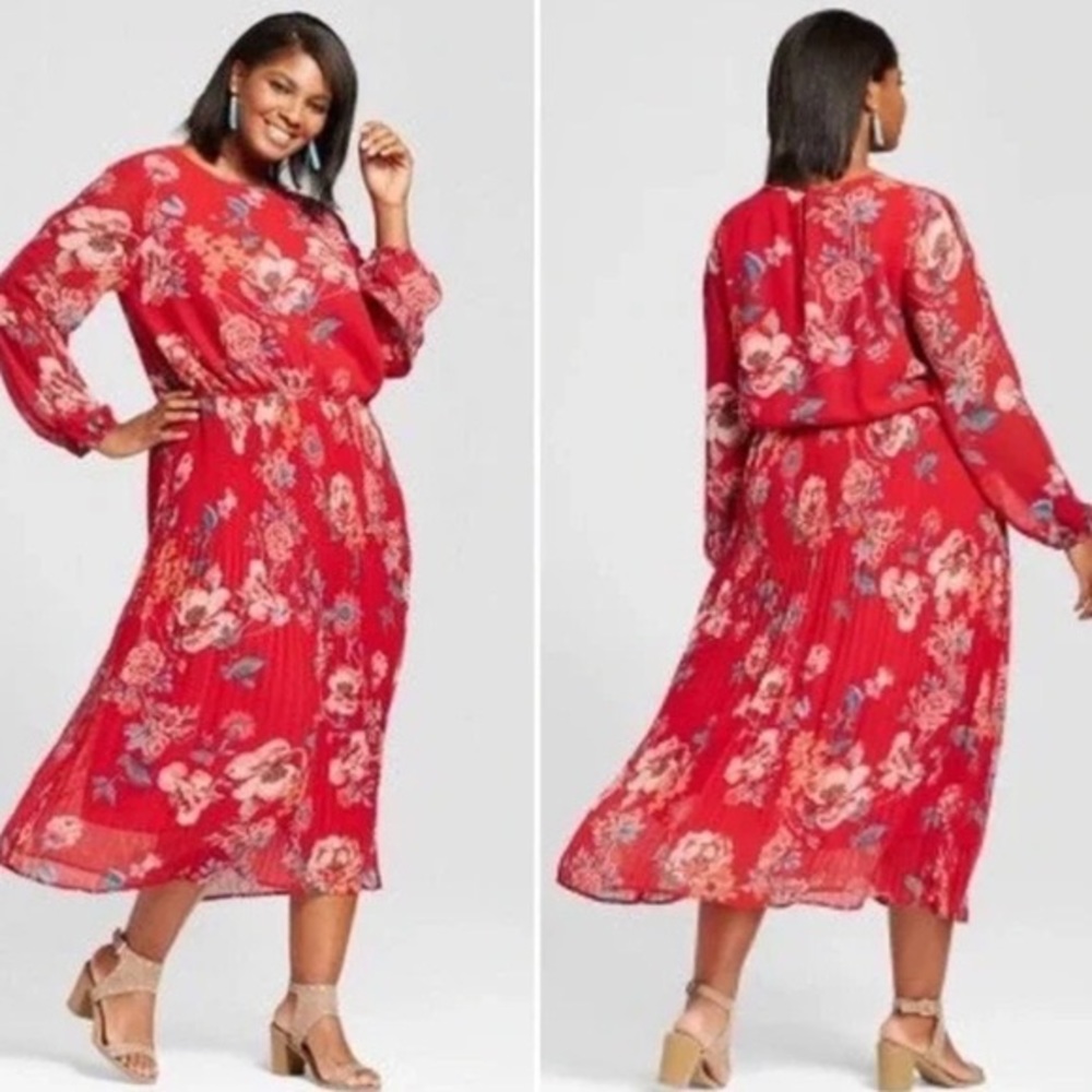 Ava & Viv floral pleated maxi dress